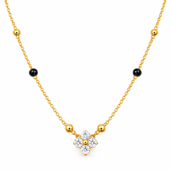 Floral Black beads mangalsutra