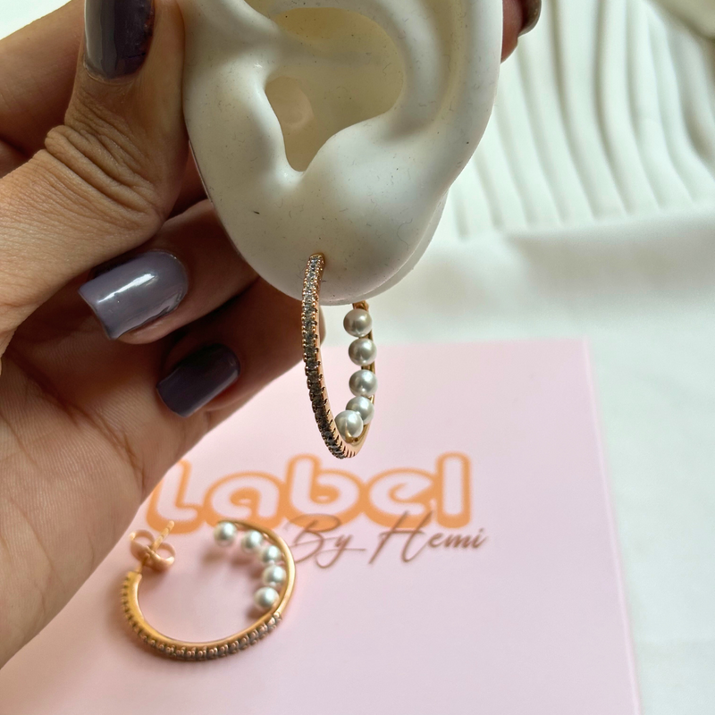 Half Pearl Hoops