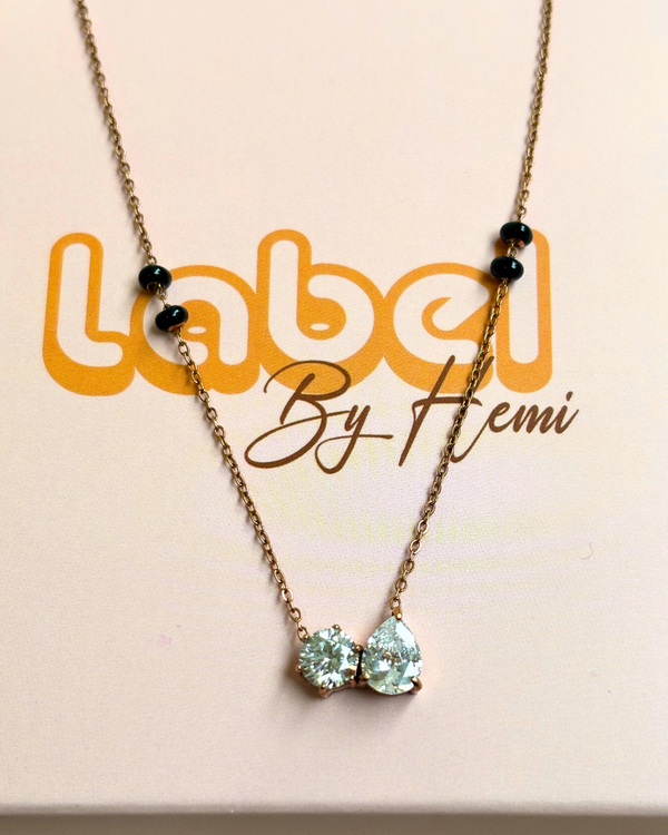 Two stone Black beads mangalsutra