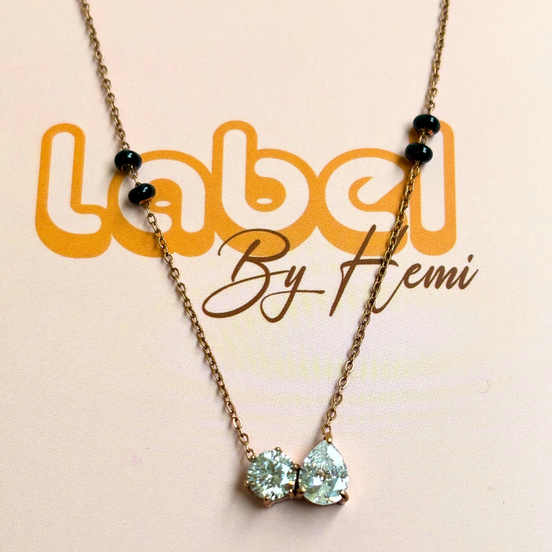 Two stone Black beads mangalsutra