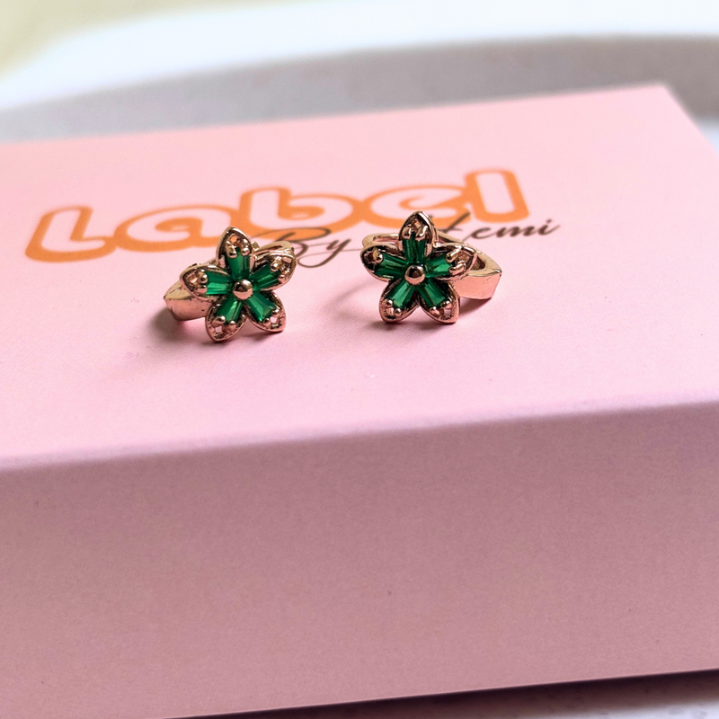 Green Flower Hoops