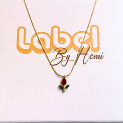 rose petal  Necklace ( red)