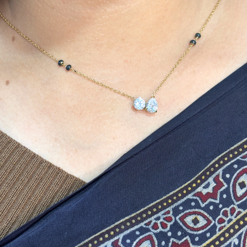 Two stone Black beads mangalsutra