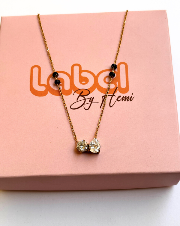 Two stone Black beads mangalsutra