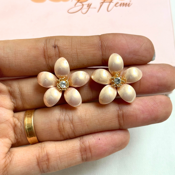 peach Flower studs