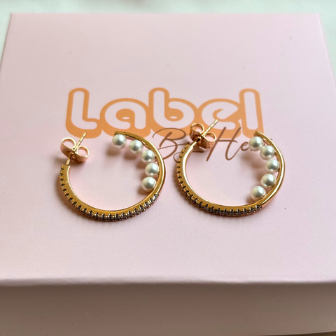 Half Pearl Hoops