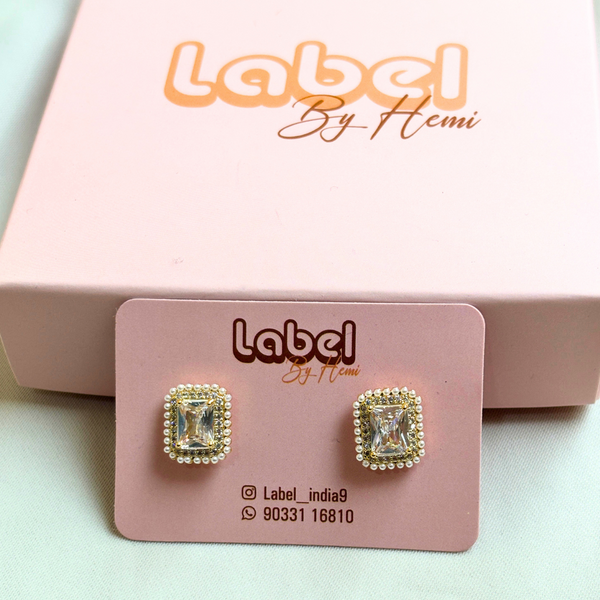 Pearl stone Square Earrings