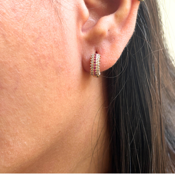 Pink Stone Hoops