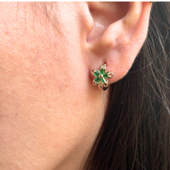 Green Flower Hoops