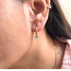 oval stone hanging hoops