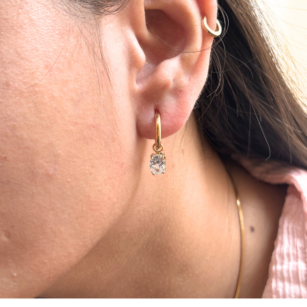 oval stone hanging hoops