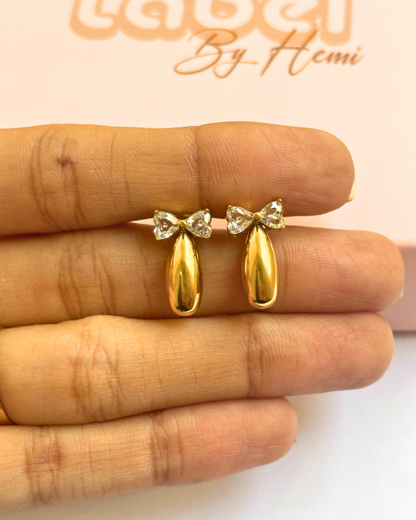 Bow drop earrings