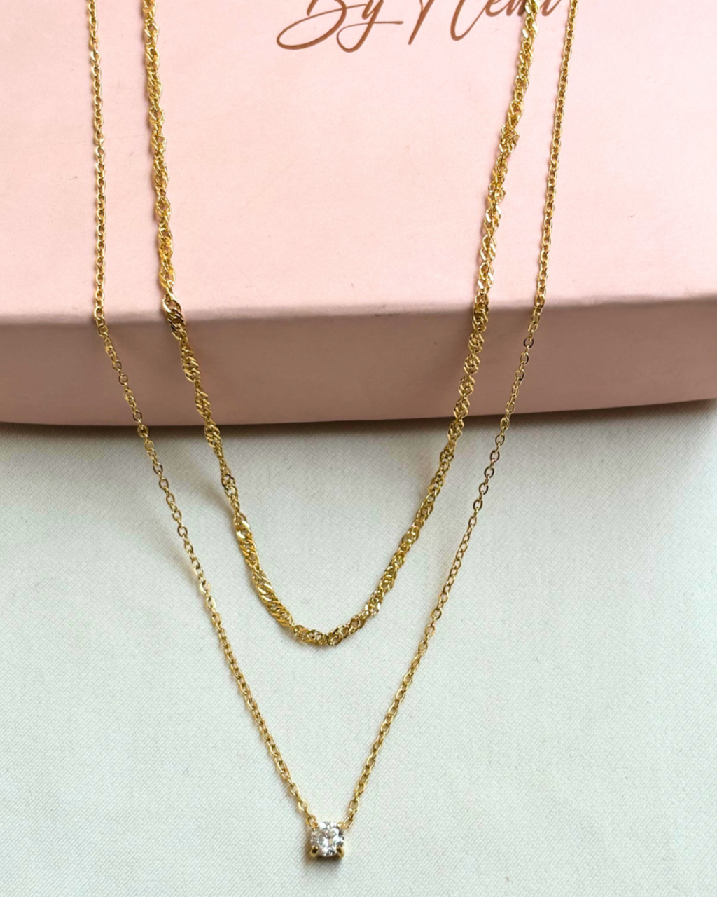 Single Stone Layered  Necklace