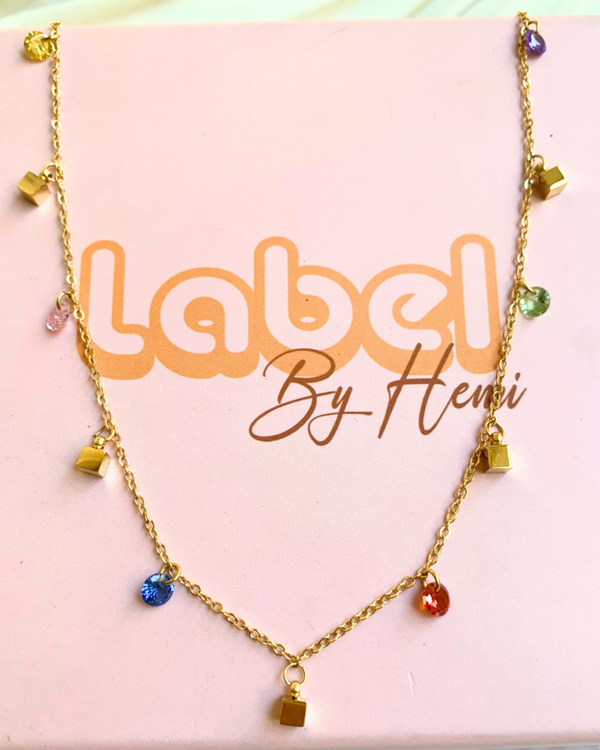 Multi Stone Cube Necklace