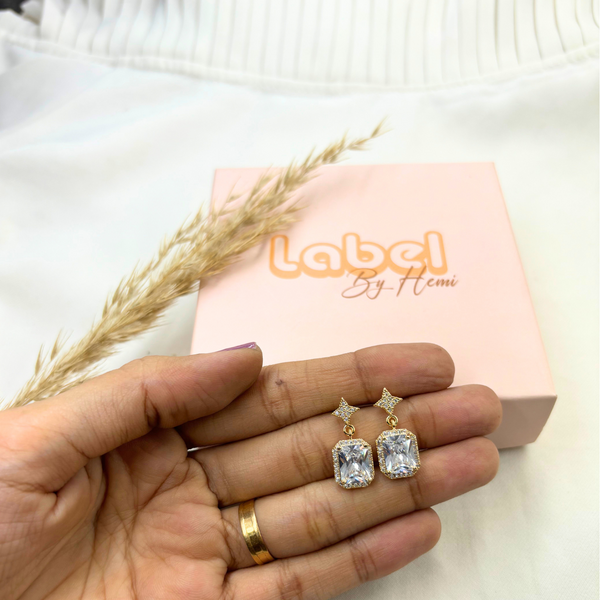 Square Stone Drop Earrings