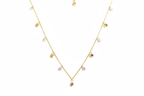 Gold Charm Necklace on White Background