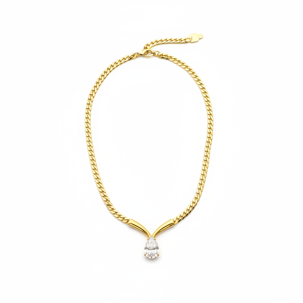 Gold Cuban Link Necklace - White Background 1:1