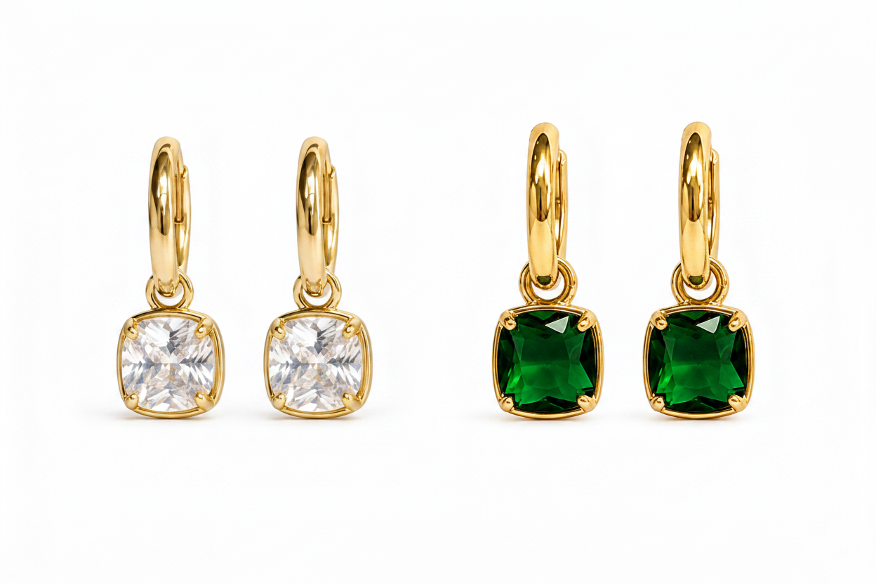 Square stone Hoops