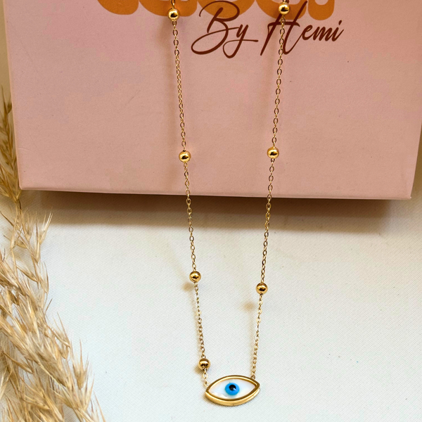 White small evil eye Necklace